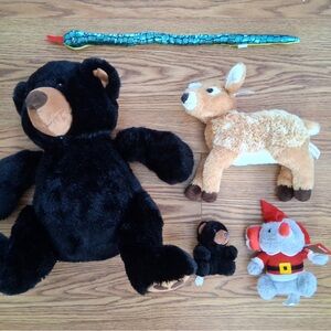 Woodland Creature Plushie Lot Black Bears Mouse Snake Deer
